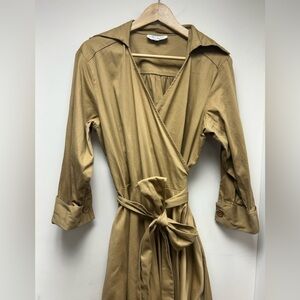 Elegant Tan Wrap Dress
